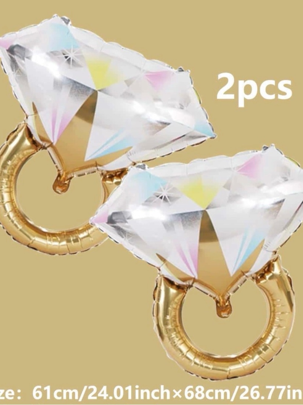 Gold and Clear Diamond Ring and Champagne Balloons - Women Party Decoration